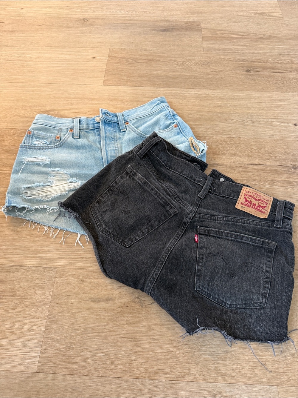 Levi's Two-Pack Denim Cutoff Shorts — Black & Light Blue